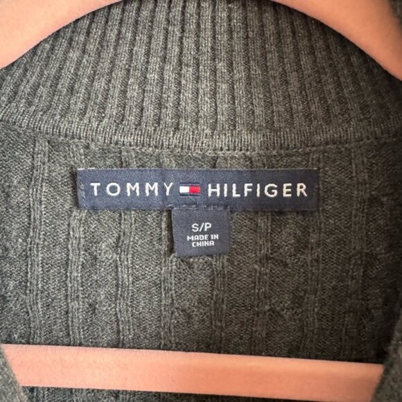 Tommy Hilfiger Dark Gray Classic Cotton Cable Knit Mock Neck Sweater - Picture 5 of 5